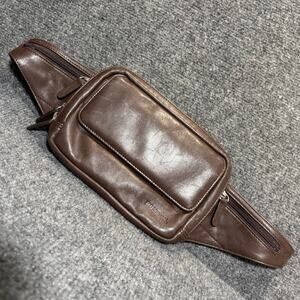 Ronson Brown Leather Waist Bag Fanny Pack Multi Pocket Crossbody Chest Purse USA